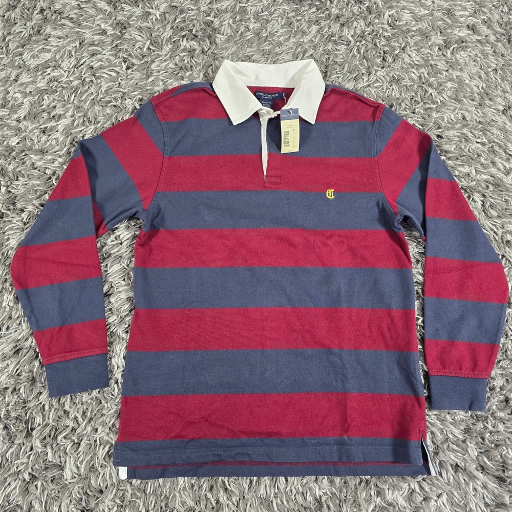 Daniel Cremieux Classics Rugby Shirt Mens Medium Blue Night Striped F65KX463 NEW
